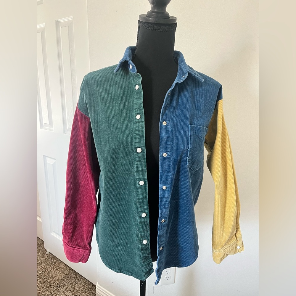 Nasty Gal Blue, yellow, and Green, red Corduroy Shirt - Picture 4 of 12